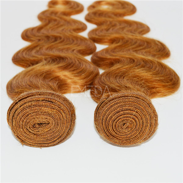 Golden color Indian body wave hair weave LJ142